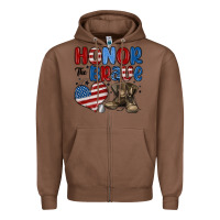 Chestnut honor the brave Zipper Hoodie - MaliasSmallBusiness