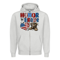 Dove Grey honor the brave Zipper Hoodie - MaliasSmallBusiness
