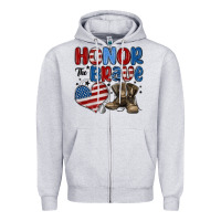 Heather Grey honor the brave Zipper Hoodie - MaliasSmallBusiness