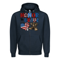 Navy honor the brave Zipper Hoodie - MaliasSmallBusiness