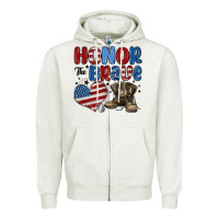 Oatmeal Heather honor the brave Zipper Hoodie - MaliasSmallBusiness