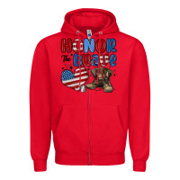 Red honor the brave Zipper Hoodie - MaliasSmallBusiness