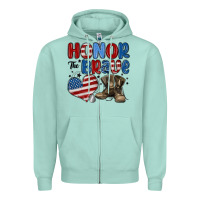 Seafoam honor the brave Zipper Hoodie - MaliasSmallBusiness