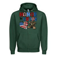 Sports Green honor the brave Zipper Hoodie - MaliasSmallBusiness