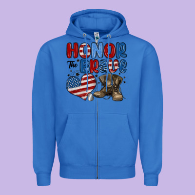 Honor The Brave Zipper Hoodie Designed By Maliassmallbusiness
