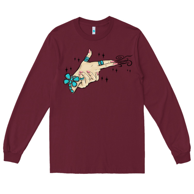 Western Turquoise Gun Hand Long Sleeve Tee by MaliasSmallBusiness | Teevron
