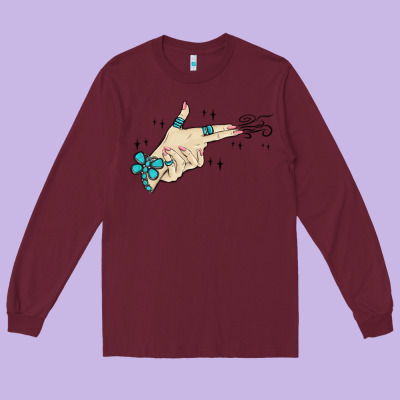 Western Turquoise Gun Hand Long Sleeve Tee Designed By Maliassmallbusiness