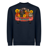 Navy thankful turkey truck Heavyweight Sweatshirt - AdoDesignShop