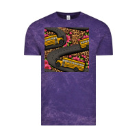 Cloud Purple flower leopard school bus seamless pattern Vintage Tee - BundleAndBundleShop