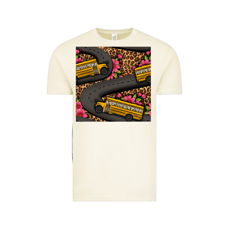 Flower Leopard School Bus Seamless Pattern Vintage Tee by BundleAndBundleShop | Teevron