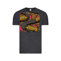 Vintage Black flower leopard school bus seamless pattern Vintage Tee - BundleAndBundleShop