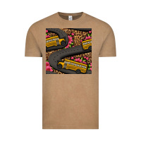 Vintage Coffee flower leopard school bus seamless pattern Vintage Tee - BundleAndBundleShop