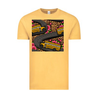 Vintage Mustard flower leopard school bus seamless pattern Vintage Tee - BundleAndBundleShop