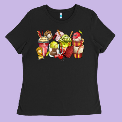 Baseball And Softball Coffee Cups Ladies Tee Designed By Zillion Design Studio