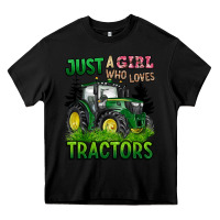 Black just a girl who loves tractors Heavy Core Tee - BarkalooDesign