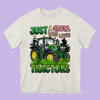 Just A Girl Who Loves Tractors Heavy Core Tee Designed By Barkaloodesign
