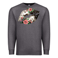 Charcoal Heather Cowhide And Flowers Lips Premium Sweatshirt - Bettercallsaul