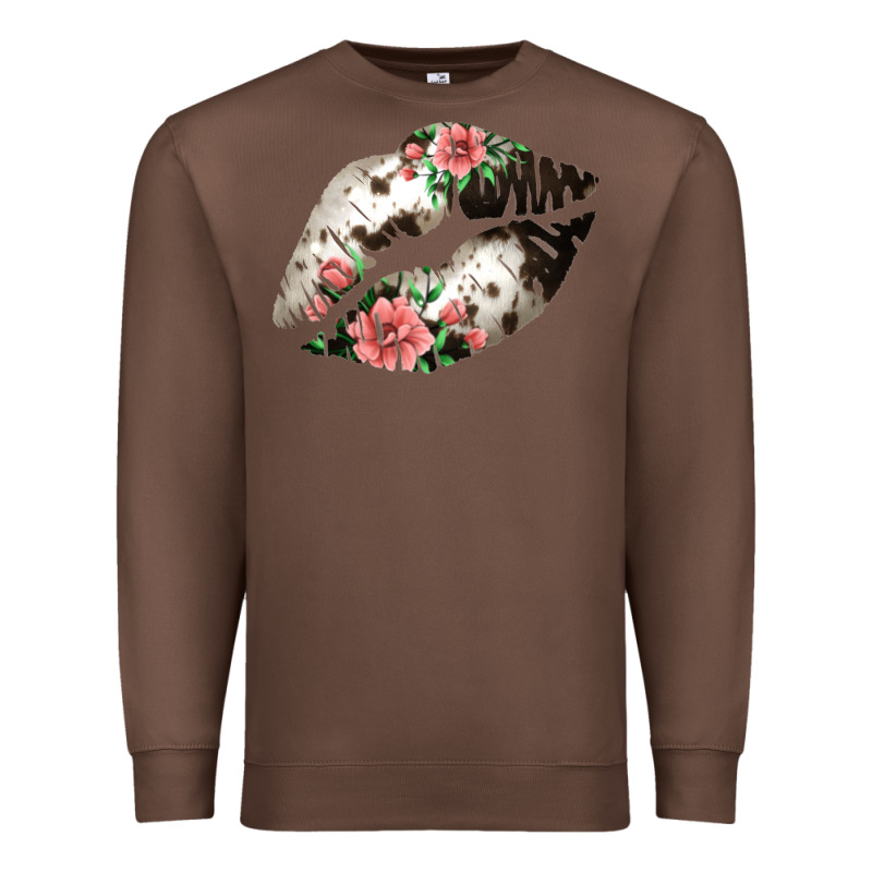 Cowhide And Flowers Lips Premium Sweatshirt by Bettercallsaul | Teevron