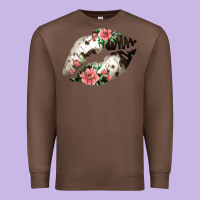 Cowhide And Flowers Lips Premium Sweatshirt Designed By Bettercallsaul