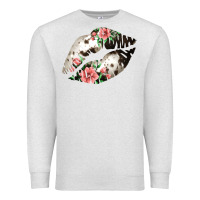 Oatmeal Heather Cowhide And Flowers Lips Premium Sweatshirt - Bettercallsaul