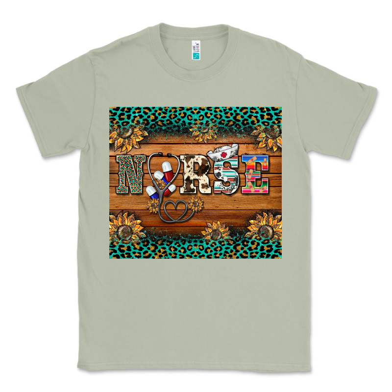 Western Nurse Glitter Leopard Sunflowers Classic Tee by BarkalooDesign | Teevron