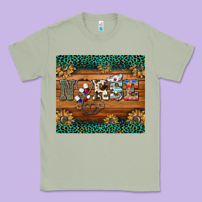 Western Nurse Glitter Leopard Sunflowers Classic Tee Designed By Barkaloodesign