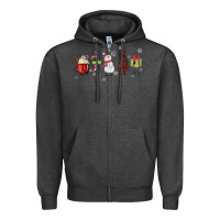 Charcoal Heather Cartoon Christmas Characters Zipper Hoodie - MaliasSmallBusiness