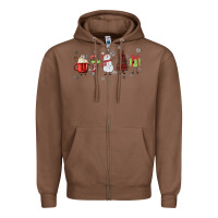 Chestnut Cartoon Christmas Characters Zipper Hoodie - MaliasSmallBusiness