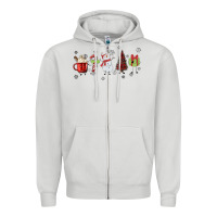Dove Grey Cartoon Christmas Characters Zipper Hoodie - MaliasSmallBusiness