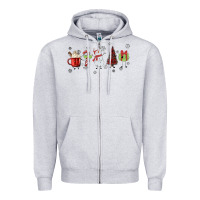 Heather Grey Cartoon Christmas Characters Zipper Hoodie - MaliasSmallBusiness