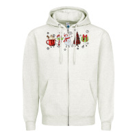 Oatmeal Heather Cartoon Christmas Characters Zipper Hoodie - MaliasSmallBusiness