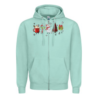 Seafoam Cartoon Christmas Characters Zipper Hoodie - MaliasSmallBusiness