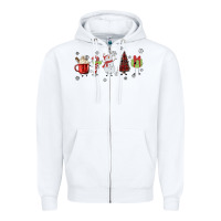 White Cartoon Christmas Characters Zipper Hoodie - MaliasSmallBusiness