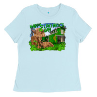 Baby Blue Happy st. patrick's day cattle and calfs Ladies Tee - RanaPortraitStore