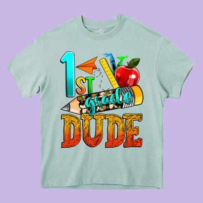 1st Grade Dude Heavy Core Tee Designed By Texasbilliewilder