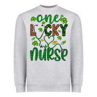 Heather Grey Leopard Glitter One Lucky Nurse Heavyweight Sweatshirt - Artiststas