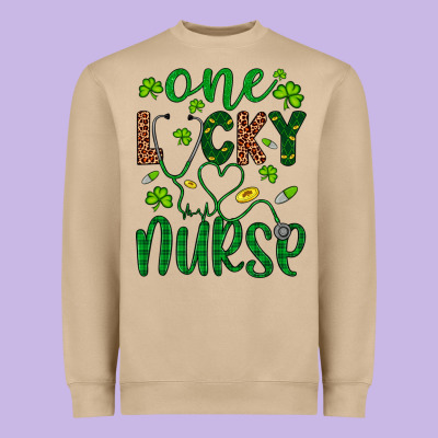 Leopard Glitter One Lucky Nurse Heavyweight Sweatshirt Designed By Artiststas