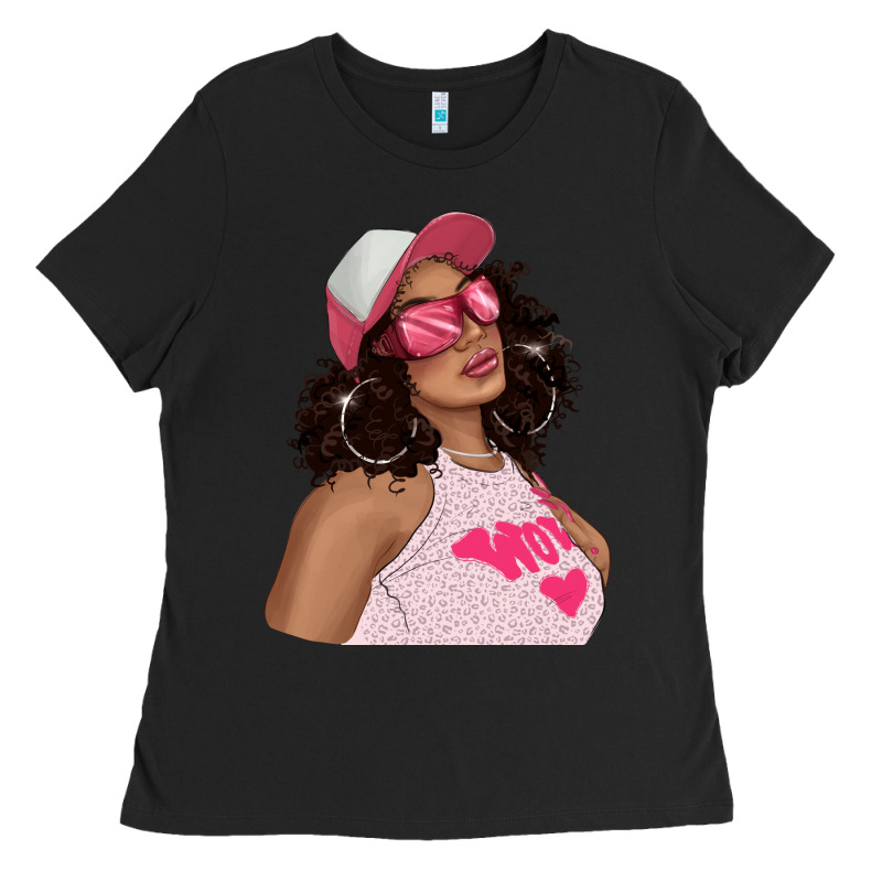 Pink Sunglasses Afro Black Girl Ladies Tee by texasbilliewilder | Teevron