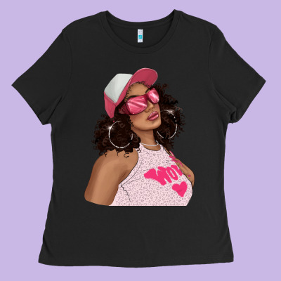 Ladies Tee pink sunglasses afro black girl