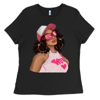 Black pink sunglasses afro black girl Ladies Tee - texasbilliewilder