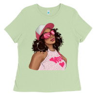 Matcha pink sunglasses afro black girl Ladies Tee - texasbilliewilder