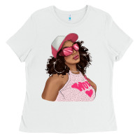 White pink sunglasses afro black girl Ladies Tee - texasbilliewilder