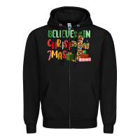 Black believe in christmas Zipper Hoodie - MaliasSmallBusiness
