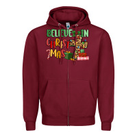Burgundy believe in christmas Zipper Hoodie - MaliasSmallBusiness