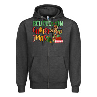 Charcoal Heather believe in christmas Zipper Hoodie - MaliasSmallBusiness
