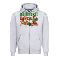 Heather Grey believe in christmas Zipper Hoodie - MaliasSmallBusiness