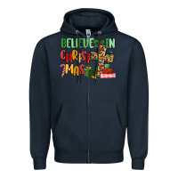 Navy believe in christmas Zipper Hoodie - MaliasSmallBusiness