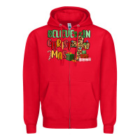 Red believe in christmas Zipper Hoodie - MaliasSmallBusiness