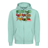 Seafoam believe in christmas Zipper Hoodie - MaliasSmallBusiness