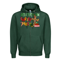Sports Green believe in christmas Zipper Hoodie - MaliasSmallBusiness
